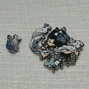 Califlair Enamel Pin Sea Painter from July 2023 pin club with Bunny Mini Pin